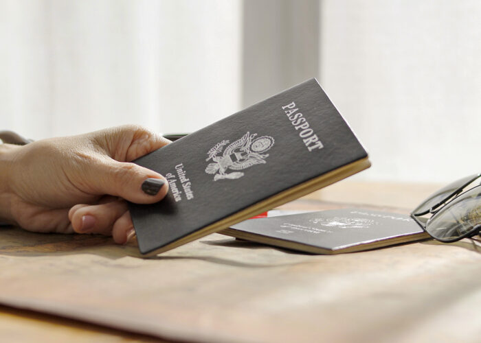 hand holds a United States passport
